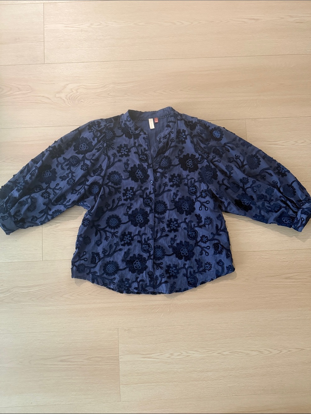 Pilcro Women's Navy Floral Embroidered blouse